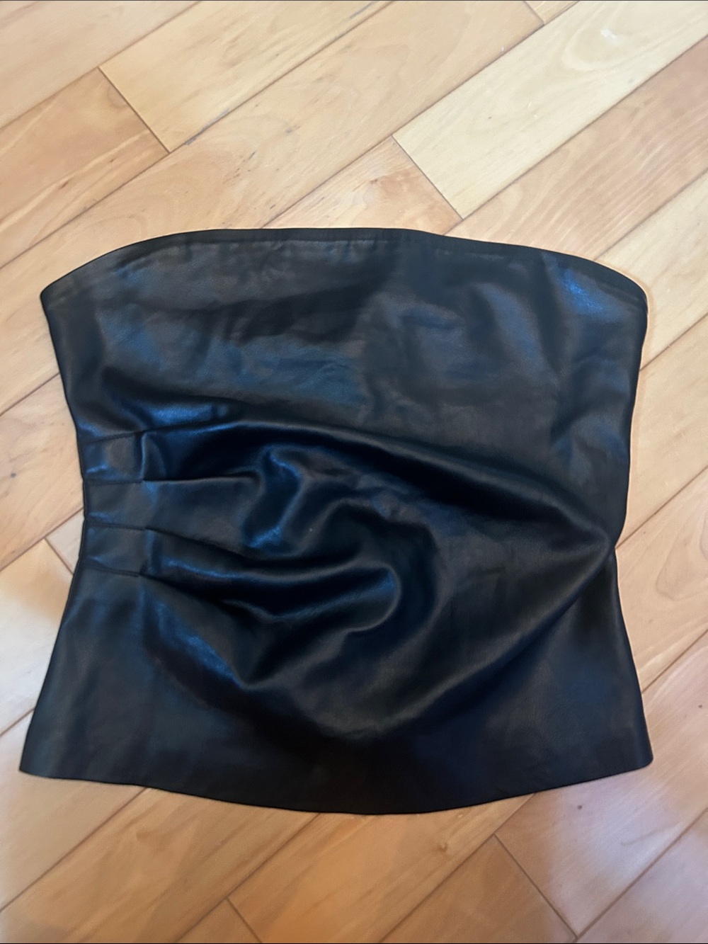 Dynamite Black Faux Leather Strapless Tank Top